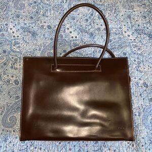 Lodi’s brown vegan leather office documents handbag